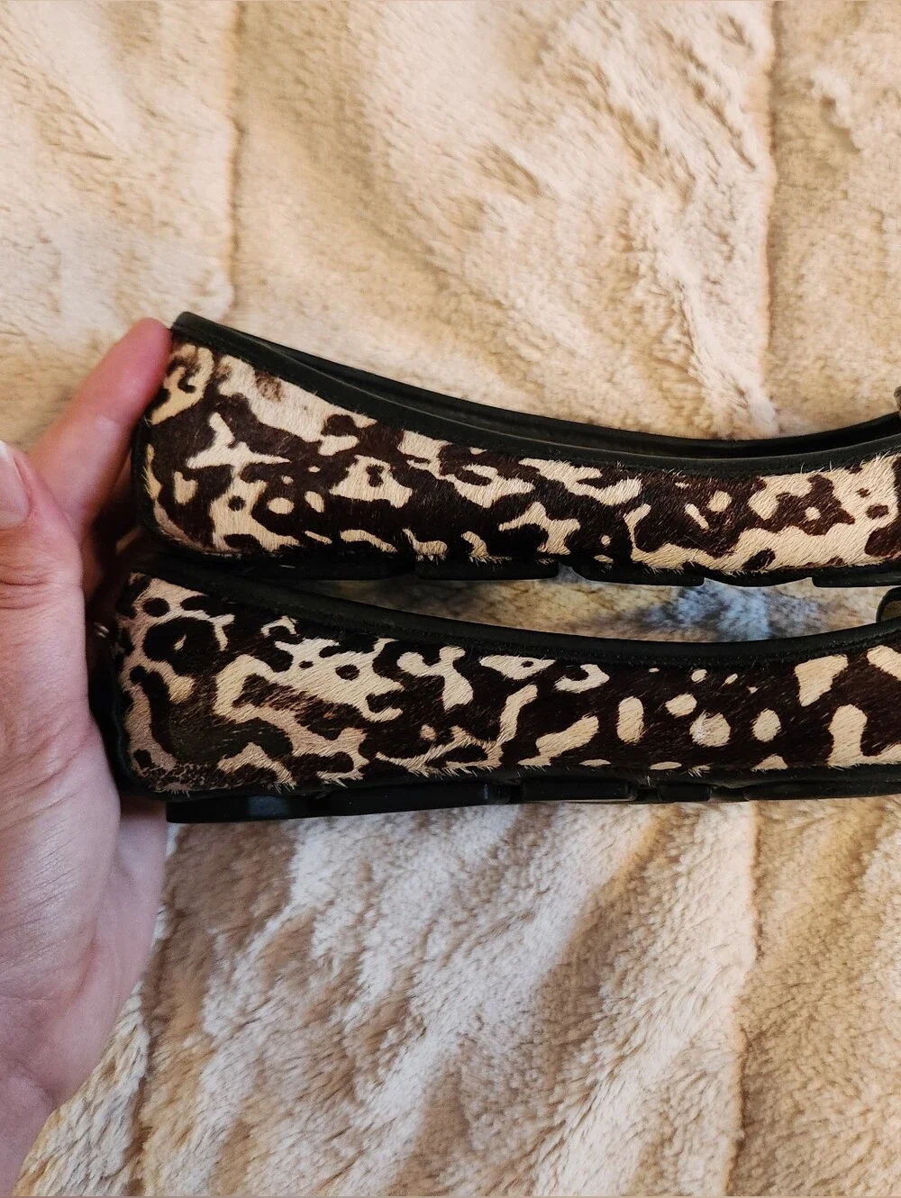 MICHAEL KORS Leopard Ballet Flats Shoes Calf Hair GUC Size 5.5M Animal Print
